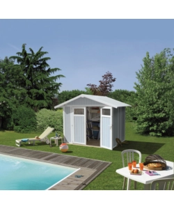 Casetta da giardino in pvc grosfillex "utility 5" grigio-azzurro e bianco 295x261x236 cm - cod. 22805137
